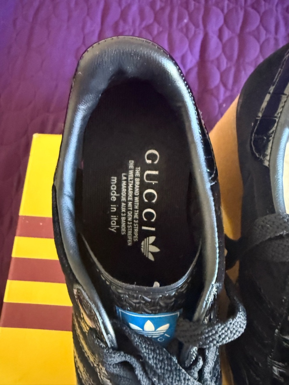 Gucci adidas Gazelle Black Patent Wedge Platform Sneakers with Gum Sole - Picture 4 of 8